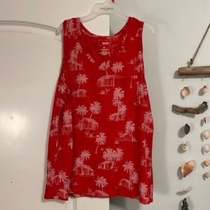 V-Neck Tank Top with Palm Tree Print